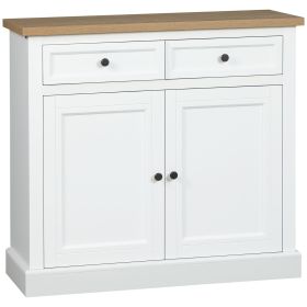 White Sideboard Buffet Cabinet with 2 Storage Drawers 2 Door Kitchen Cabinet for Living Room Entryway