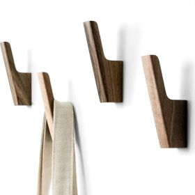 Wall Hooks  Set of 4 Dark Walnut or Light Ash Wood Coat Hooks for Hanging Hat