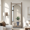 75"*31"Arched Full Length Mirror with Stand Solid Wooden Framed Floor Mirror Full Body Mirror for Living Room, Bedroom