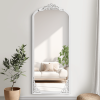 67"x28" Classic Arch-Top Wood Framed White Full-Length Floor Mirror Bathroom Vanity Mirror for Bedroom Entryway, Living/Dressing Room