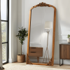 69"x30" Classic Arch-Top Wood Framed Brown Full-length Floor Mirror Bathroom Vanity Mirror for Bedroom Entryway, Living/Dressing Room