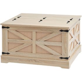 VEVOR Rattan Coffee Table Rectangle Rattan Coffee Table 2-Tier for Living Room