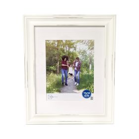-- 8x10 Picture Frame -- Distressed White Matted Gallery Wall Photo Frame