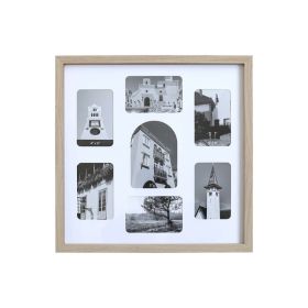 -- Multi Size Picture Frame -- Natural Wood 7 Photo Collage Wall Photo Frame