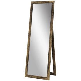 58" x 20" Floor Standing Mirror, Full Body Mirror for Bedroom, Living Room, Rustic Brown