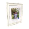 -- 8x10 Picture Frame -- Distressed White Matted Gallery Wall Photo Frame