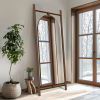 75"*31"Arched Full Length Mirror with Stand Solid Wooden Framed Floor Mirror Full Body Mirror for Living Room, Bedroom