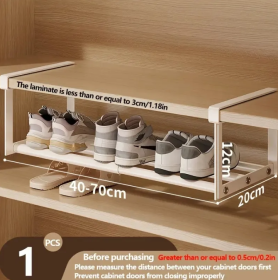 Adjustable And Expandable Shoe Rack, Stackable Iron Shoe Rack, Space Saving Hanging Rack, Suitable For Home Shoe Cabinet Storage, Bottom Basket, (Option: 1pc)