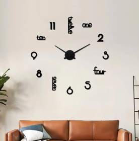 Large Modern Art Deco Wall Clock Silent Acrylic Unique Decorative Wall Clocks For Living Room Bedroom Home Office Hotel Classroom (Black) (Option: black)