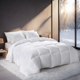 White Oversized Checkered Quilted Plump Duvet Luxury Hotel-grade Comfort For Bedrooms And Guesthouses. Winter-weight Warmth For Single/double Bed (Option: defaulttitle)