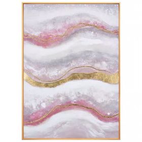 100% Handmade Gold Foil Abstract Oil Painting Wall Art Modern Minimalist Pink Marble Texture Picture Canvas Home Decor For Living Room No Frame (size: 90X120cm)