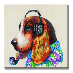 100% Hand Painted  Abstract Oil Painting Wall Art Modern Minimalist Pet Dog Fashion Picture Canvas Home Decor For Living Room No Frame (size: 100x100cm)