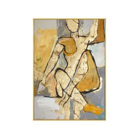 100% Hand Painted Abstract Gold And Silver People Man Oil Paintings Home Decor Wall Art Pictures Handmade Painting Large Oils No Frame (size: 150X220cm)