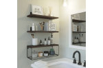 Bathroom Shelf Over Toilet, Floating Bathroom Shelf Wall Mounted with Wire Basket, Floating Shelf for Wall Décor