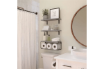 Bathroom Shelf Over Toilet, Floating Bathroom Shelf Wall Mounted with Wire Basket, Floating Shelf for Wall Décor