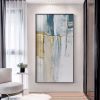 Handmade Gold Foil Abstract Oil Painting Top Selling Wall Art Modern Blue Color Picture Canvas Home Decor For Living Room No Frame
