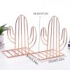 Geometric Metal Iron Cactus Bookends - Heavy Duty Nonskid Book Stand Organizer for Shelves & Binders