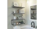 Bathroom Shelf Over Toilet, Floating Bathroom Shelf Wall Mounted with Wire Basket, Floating Shelf for Wall Décor