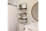 Bathroom Shelf Over Toilet, Floating Bathroom Shelf Wall Mounted with Wire Basket, Floating Shelf for Wall Décor